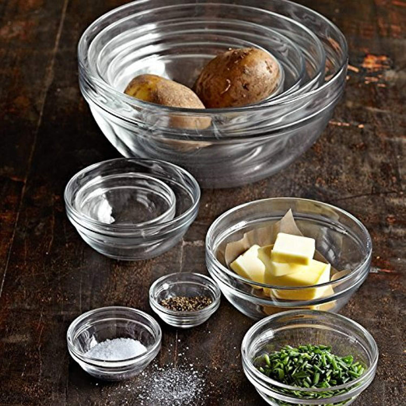 James Scott 10 Piece Set Stackable European Made lead Free Glass Kitchen Prep, Dipping Sauce, Dessert, Salads, Candy Dish or Nut Bowls. Prep Bowls