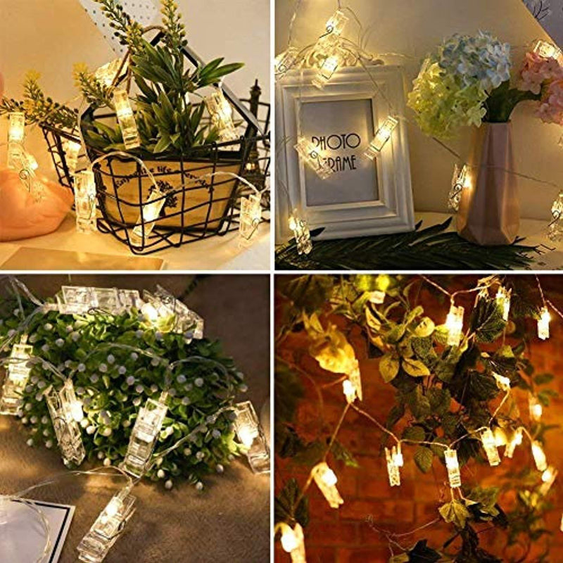 Photo Clip String Lights with Battery Operated Indoor Fairy String Lights for Hanging Photos Pictures Christmas Cards, Photo Clip Holders in Kids Bedroom Birthday Wedding Christmas Party(10Feet 20Led) by Sunmid