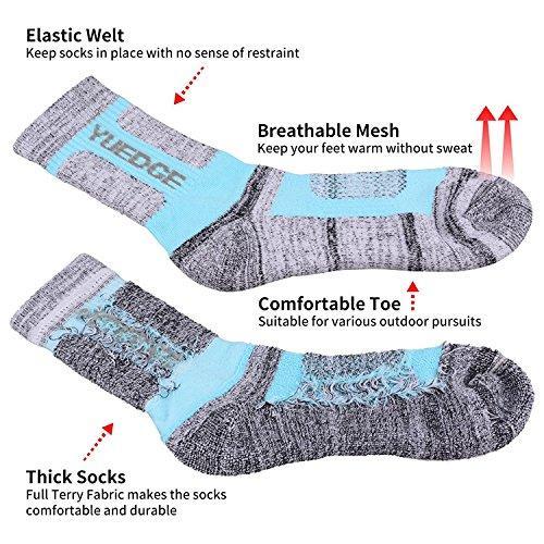 YUEDGE Women's Cushion Cotton Crew Socks Multi Performance Athletic Hiking Socks(2 Pairs/Pack)