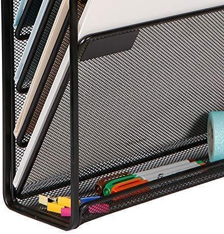 DESIGNA Mesh Hanging Wall Organizer, Wall Mount Document Letter Tray File Holder Office Supplies,Planners,File Folders - 5 Pockets, Black