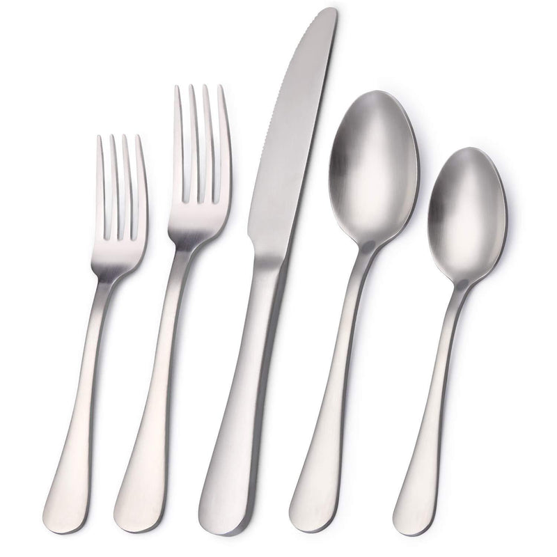 Matte Silverware Set,SHARECOOK Satin Finish 20-Piece Stainless Steel Flatware Set,Kitchen Utensil Set Service for 4,Tableware Cutlery Set for Home and Restaurant, Dishwasher Safe