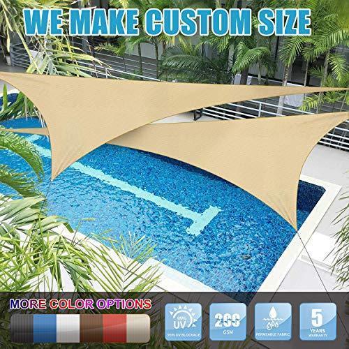 Amgo 24' x 24' x 24' Grey Triangle Sun Shade Sail Canopy Awning, 95% UV Blockage Water & Air Permeable, Commercial & Residential, for Patio Yard Pergola, 5 Yrs Warranty (Available for Custom Sizes)