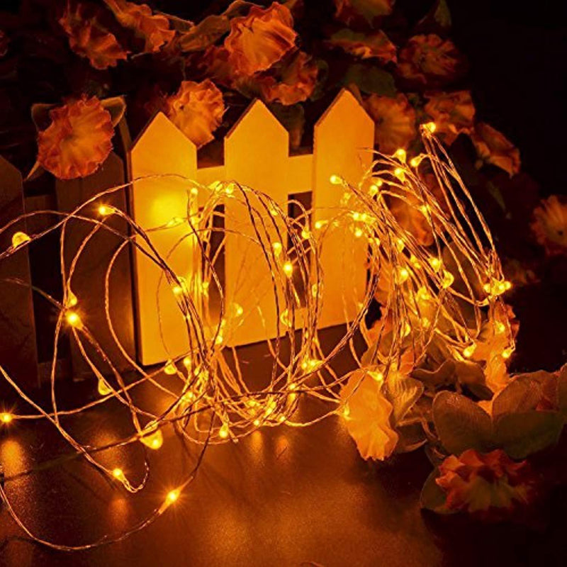 HAHOME Waterproof Fairy String Lights,33Ft 100 LEDs Indoor and Outdoor Starry Lights with Power Supply for Christmas Halloween Wedding and Party Decoration,Yellow