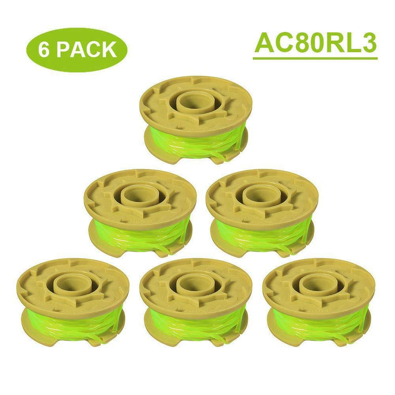 Thten 11ft 0.080" Replacement Trimmer Spool for Ryobi One Plus AC80RL3 18v 24v and 40v Cordless Trimmers Line Refills Weed Wacker Auto-Feed Twist Single Line Parts (6 Pack)