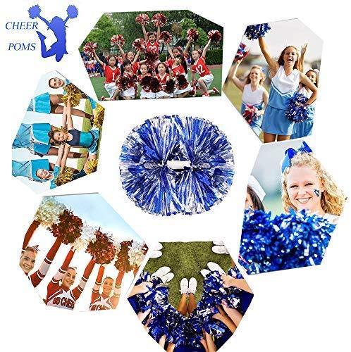 4Pcs Metallic Cheerleading Pom Poms for Kids, Creatiee 2 Pair Cheerleader Cheering Squad Pompoms for Boy Girl School Sports Games Team Spirit Cheer