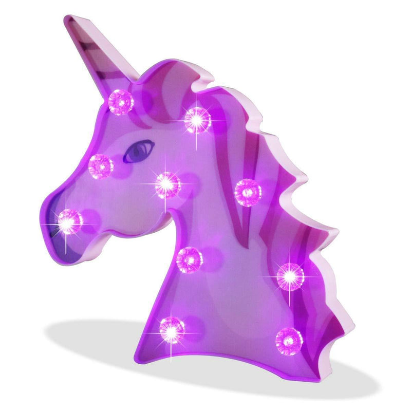 Pooqla LED Night Light Lamp Kids Marquee Letter Lights Unicorn Shape Signs Light Up Christmas Party Wall Decoration Battery Operated (Pink)