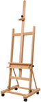 MEEDEN Large Studio H-Frame Easel - Solid Beech Wood Artist Easel Adjustable Movable Tilting Easel, Floor Painting Easel Stand, Holds Canvas Art up to 48"