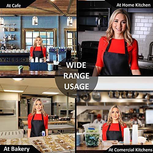 CHEFLUX [12pk] Premium Professional Red Restaurant Aprons with 2 Large Pockets [Bulk] Chef Cooking Bib Apron for Kitchen Waitress [Unisex] Men Women [53 g Lightweight] BBQ Painting Stylist Artist