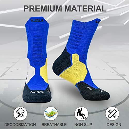 DISILE Elite Basketball Socks, Cushioned Dri-Fit Athletic Crew Socks - Thick Sports Socks For Men & Women