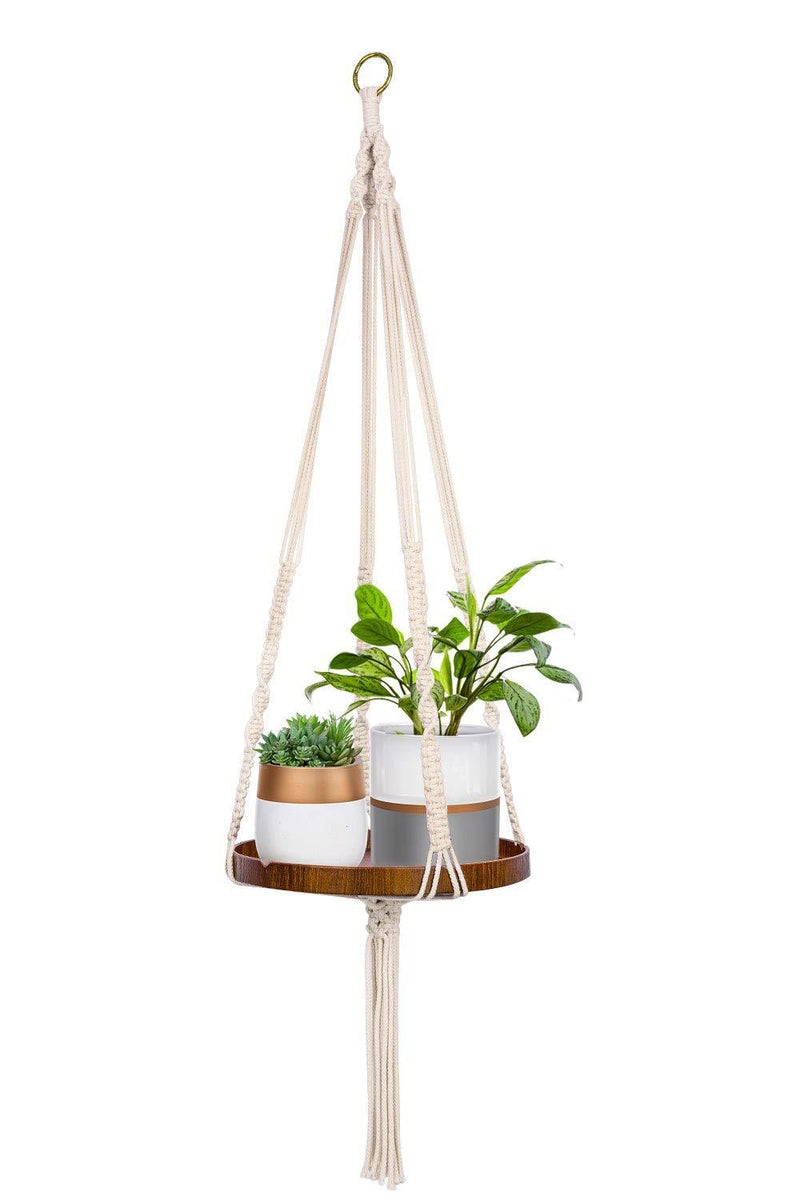 TIMEYARD Macrame Plant Hanger - Indoor Hanging Planter Shelf - Decorative Flower Pot Holder - Boho Bohemian Home Decor, in Box, for Succulents, Cacti, Herbs, Small Plants