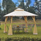 Outsunny 10' x 10' Steel Outdoor Gazebo Canopy with Mosquito Netting - Black/Beige