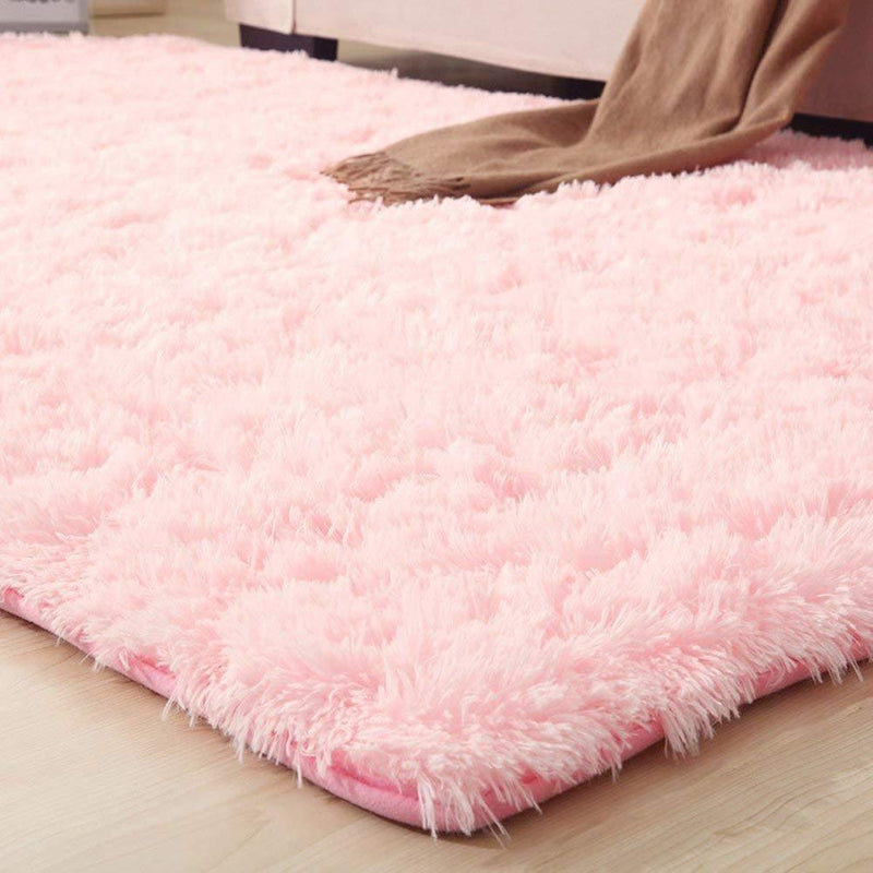 PAGISOFE Fluffy Bedroom Area Rugs 4' x 5.3' Shaggy Rug for Girls Baby Room Living Room Nursery Christmas Home Decor Floor Carpet, Pink