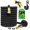 Cabin Obsession Expandable Garden Hose Kit - The Best Flexible, Lightweight, Yet Heavy Duty Outdoor Expanding Water Hose - 50 ft Long When Expanded - Color Black