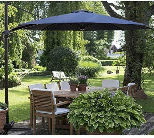 Patio Offset Cantilever Umbrella 10-Feet Outdoor Patio Hanging Umbrella,360 Degree Rotation with Cross Base (10 FT, Beige)