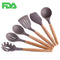 Silicone Cooking Utensils, 6 Pieces Nonstick Kitchen Tool Set BPA Free with Natural Acacia Hard Wood Handle by Maphyton