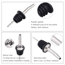 Homder 14Pack Pourer Bottle Spout Free Flow Stainless Steel Pourers for Liquor, Whiskey, Oil Bottle Spouts with Rubber Dust Caps, 100% non-rust, Durable&Professional