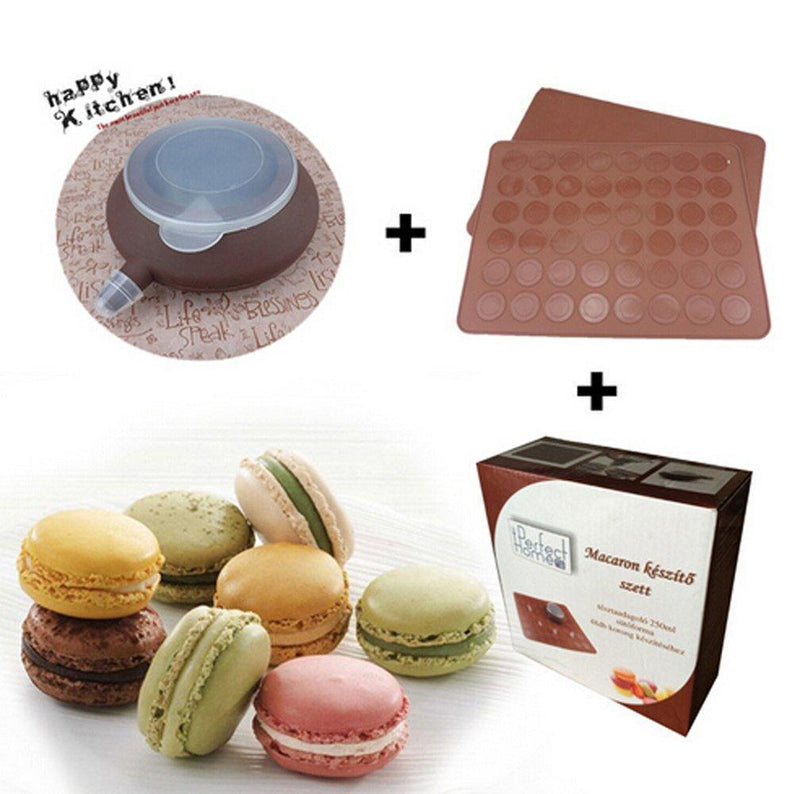 Silicone Macaron Kit Baking Mold Set of Pastry Baking Mat and Decorating Piping Pot with 4pcs Nozzles-Crystallove