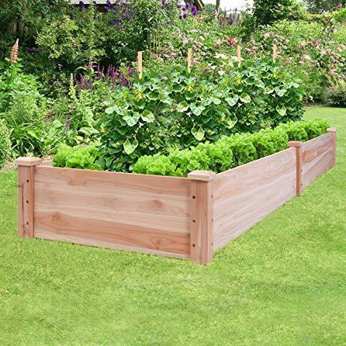 Giantex Raised Garden Bed Kit Elevated Planter Box for Vegetables Fruits Herb Grow, Heavy Duty Natural Cedar Wood Frame Gardening Planting Bed for Deck, Patio or Yard Gardenin, 49"X23"X30.0"(LXWXH)