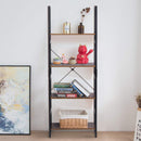 KingSo Industrial Ladder Shelf 4-Tier Shelves Bookshelf Vintage Rustic Large Storage Rack Shelves, Ladder Bookcase with Wood Look & Metal Frame Accent Furniture for Home Living Room Study Lounge Bedro