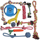 Pacific Pups Products Dog Rope Toys for Aggressive Chewers - Set of 11 Nearly Indestructible Dog Toys - Bonus Giraffe Rope Toy - Benefits NONPROFIT Dog Rescue
