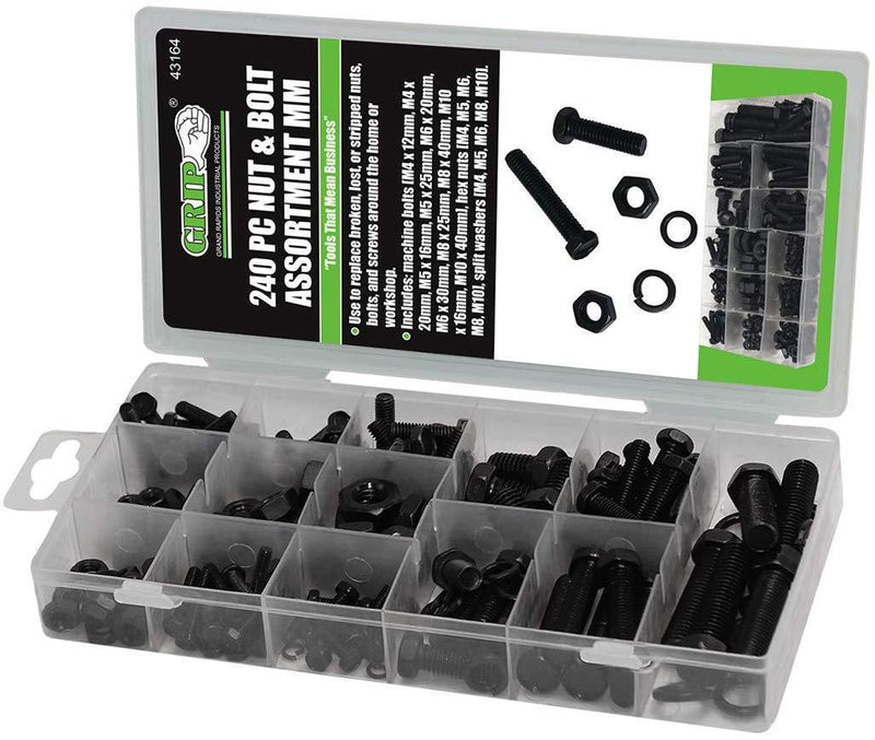 Grip 43164 240 Piece Metric Nut and Bolt Kit