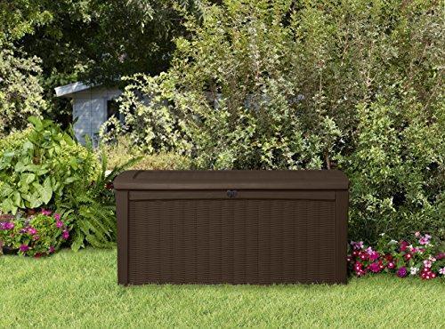 Keter 211359 Borneo 110 Gal. Plastic Outdoor Patio Storage Container Deck Box & Gar, Brown