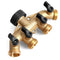 GLORDEN Heavy Duty Brass 4 Way Hose Manifold Garden Hose Splitter Connector with Comfort Grip(Give Away 7 Small Accessories)