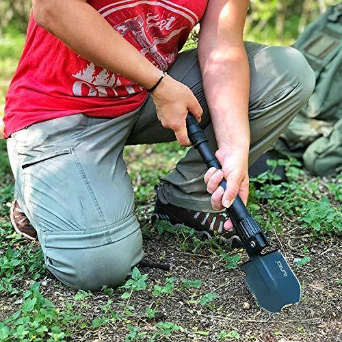 IUNIO Military Portable Folding Shovel and Pickax with Tactical Waist Pack Army Surplus Multitool for Camping Hiking Backpacking Fishing Trench Entrenching Tool Car Emergency