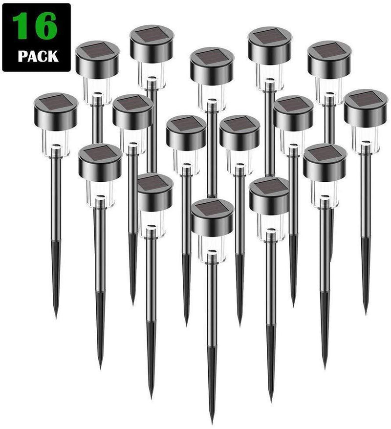 avepio Solar Lights Outdoor [16pack]-Solar Powered Pathway Bright White-Landscape Light for Lawn/Patio/Yard/Walkway/Driveway, Stainless Steel