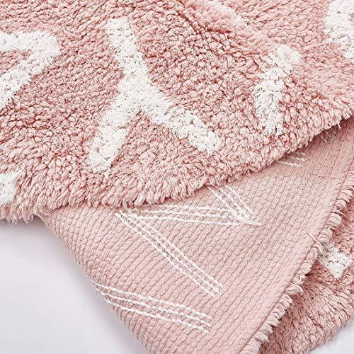 PAGISOFE Super Soft Cotton Luxury Plush Baby Crawling Rugs Kids Play Mat Educational ABC Alphabet Area Rugs Baby Shower Gift Kids Teepee Tent Game Play House Round 1.2 meters 47.24 inch Diameter(Pink)
