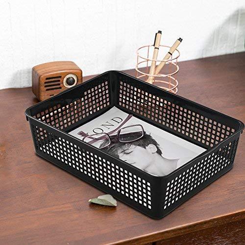 Saedy Black Plastic Basket Trays for Files, Letters, Documents, Set of 6