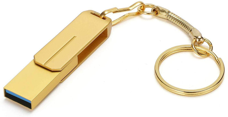 USB Flash Drive 1TB External Storage Thumb Drive Portable USB Stick Pen Drive Keychain Memory Stick for Daily Storage (Gold-1)