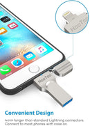 iPhone Flash Drive 128GB HooToo USB 3.0 Photo Stick MFi Certified External Memory Stick, Compatible with iPhone iPad, Touch ID Encryption with iPlugmate App software support Windows Mac and iOS