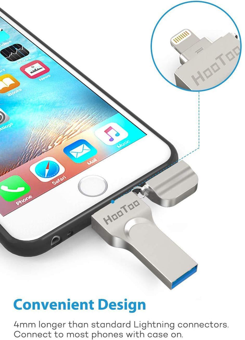 HooToo iPhone Flash Drive 256GB MFi Certified USB 3.0, iOS Photo Stick for iPhone iPad, Touch ID Encryption, Compatible iPhone X XR XS 6 6S 7 7S 8 8S iPad iOS Mac Windows