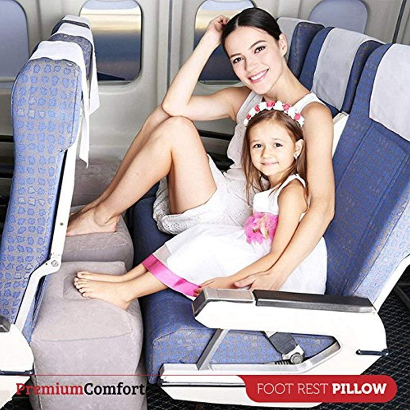 PremiumComfort Foot Rest Travel Pillow - Perfect Airplane Footrest And Kids Travel Pillow - Inflatable & Easy To Store And Carry - 100% Leakproof Design - Ideal Travel Pillow For Airplanes