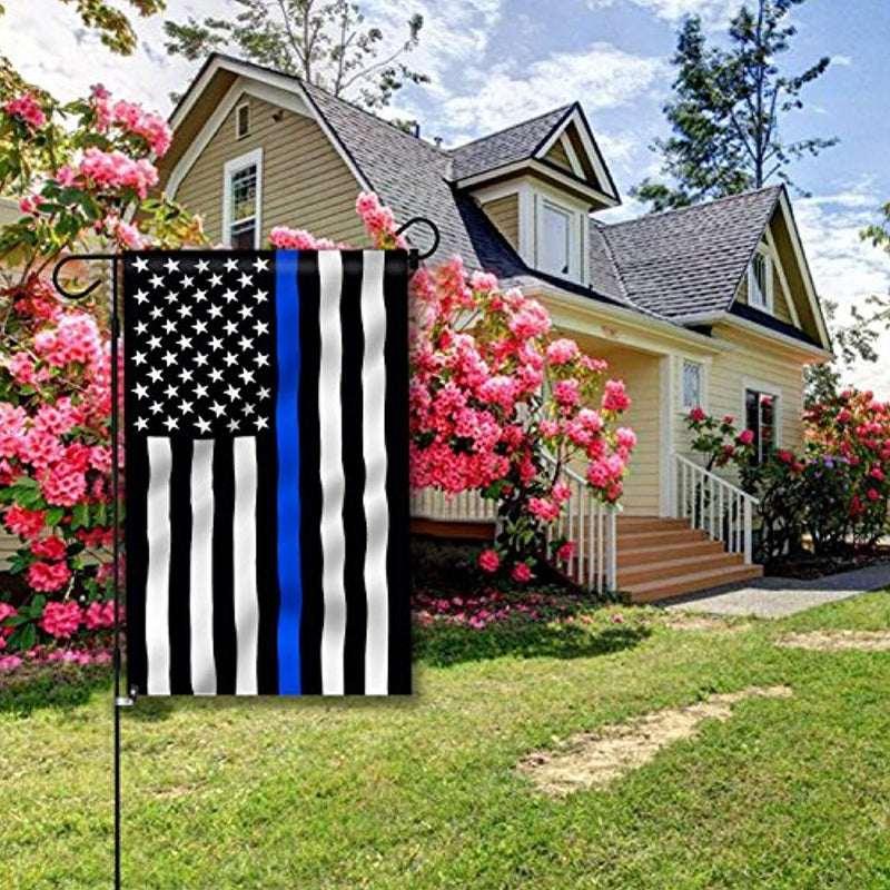 Anley [Double Sided Premium Garden Flag, Thin Blue Line USA Decorative Garden Flags - Weather Resistant & Double Stitched - 18 x 12.5 Inch
