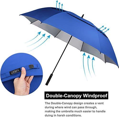 G4Free 54 62 68 inch Extra Large Windproof Golf Umbrella UV Protection Automatic Open Double Canopy Vented Sun Rain Umbrella Oversize Stick Umbrellas