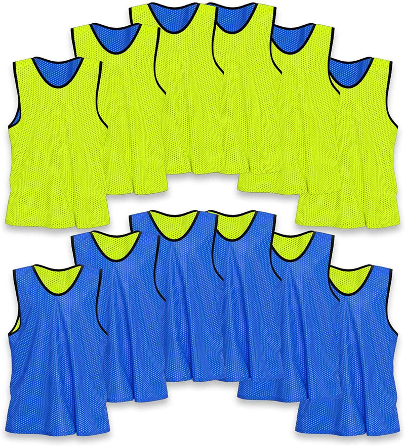 Unlimited Potential Nylon Mesh Scrimmage Team Practice Vests Pinnies Jerseys Bibs for Children Youth Sports Basketball, Soccer, Football, Volleyball (Pack of 12)