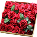 YOUR GIFT Your Deco Flowers Bridal DIY Bouquet Real Touch Artificial Roses 25 Pcs Hotel/Wedding Floral/Garden Craft Baby Shower Home Decor (red)