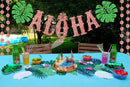 TMCCE Luau Party Supplies Rose Gold Aloha Sign Banner For Hawaiian Moana Party Decorations