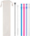 Reusable Collapsible Silicone Drinking Straws, 4 Pieces Extra long Flexible Bendy Straw, BPA Free Big Size Straw with Cleaning Brushes and Portable Bag, 30oz and 20oz by Unihoh