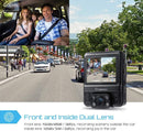 Uber Dual Lens Dash Cam Built-in GPS Car Camera Crosstour 1080P Front and 720P Inside with Parking Monitoring, Infrared Night Vision, Motion Detection, G-Sensor and WDR