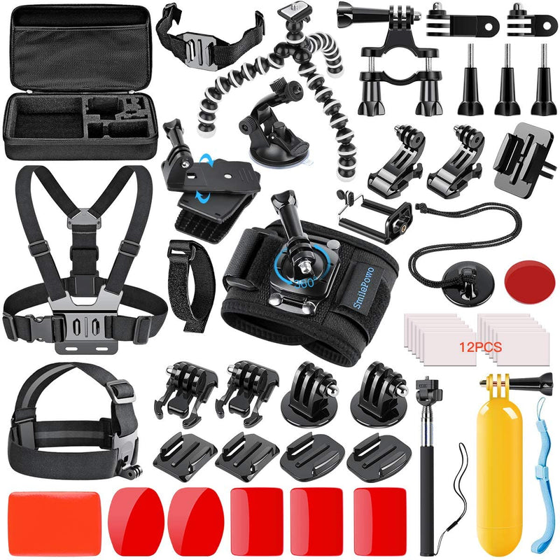 51-in-1 Sport Camera Accessories Kit for GoPro Hero 8 Max 7 6 5 4 3 3+ 2 1 Black GoPro 2018 Session Fusion Silver White Insta360 DJI AKASO APEMAN YI Campark SJCAM XIAOMI (Floating Grip) by  MaxCo