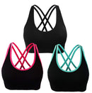 AKAMC Women's Removable Padded Sports Bras Medium Support Workout Yoga Bra 3 Pack