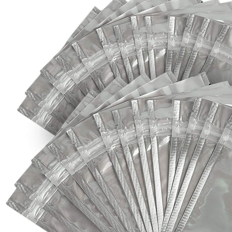 100 Pcs Resealable Zip Lock Mylar Bag, Stand Up Pouch Bags, Heavy Duty Clear Silver Front with Aluminum Foil Back, Smell Proof Pouches for Food Storage, 3.5" x 5.9" Inch