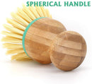 Set of 3 Pieces Bamboo Scrub Brush Dish Scrubber Household Cleaning Sink Wet Scrubber Brushes,Stiff Bristles, for Kitchen Pan Pot Dish Vegetables Cleaning(2 Mini and 1 Long Handle)