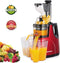 Masticating Juicer Machines, Hethtec Cold Press Juice Extractor with Large Double-Chute and Clean Brush for Fruits and Vegetables, High Yield, BPA-Free, 60R/M, 150W (red-1)