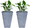 La Jolíe Muse Tall Planters 26 Inch Large Flower Pots Pack 2, Indoor and Outdoor Patio Deck Resin Rectangular Planters, Weathered Gray