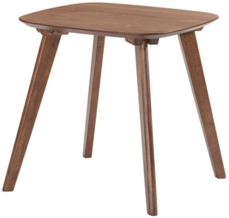 Emerald Home Simplicity Walnut Brown End Table with Curved Top And Round, Slanted Legs