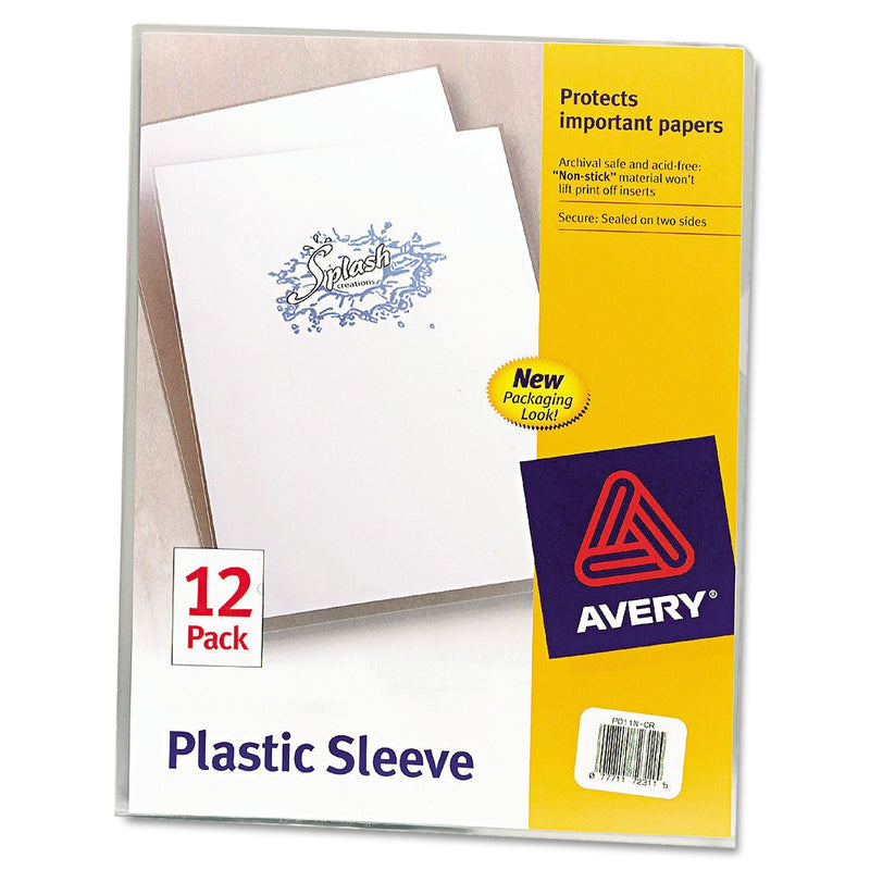 Avery 72311 Clear Plastic Sleeves, Polypropylene, Letter (Pack of 12)